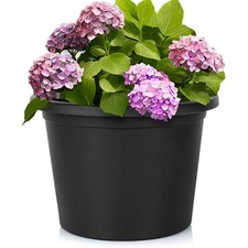 Gro&szlig;er Gartentopf Outdoor Kunststoff Rundtopf Schwarz 34x24 cm