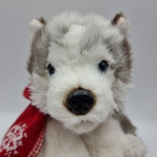 New- Rare Realistic Keel Toys Siberian Husky Puppy Dog with Scarf