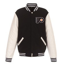 JH Design Philadelphia Flyers Reversible Jacket Varsity Style Snap Up Coat