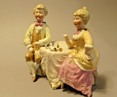 Chess Players Porcelain Tapping Head 19th Century To Restore