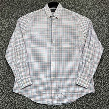 Lauren Ralph Lauren Button Up Shirt Men 16 34/35 Large Stretch Regular Fit Check
