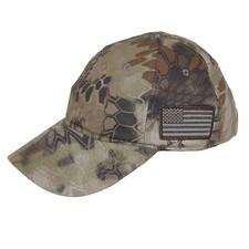 Kryptek Camouflage American Flag Baseball Cap, Highlander Khaki