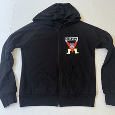 New Official KCRW Radio 89.9 FM Zip-up Sweatshirt Hoodie Large Black Los Angeles