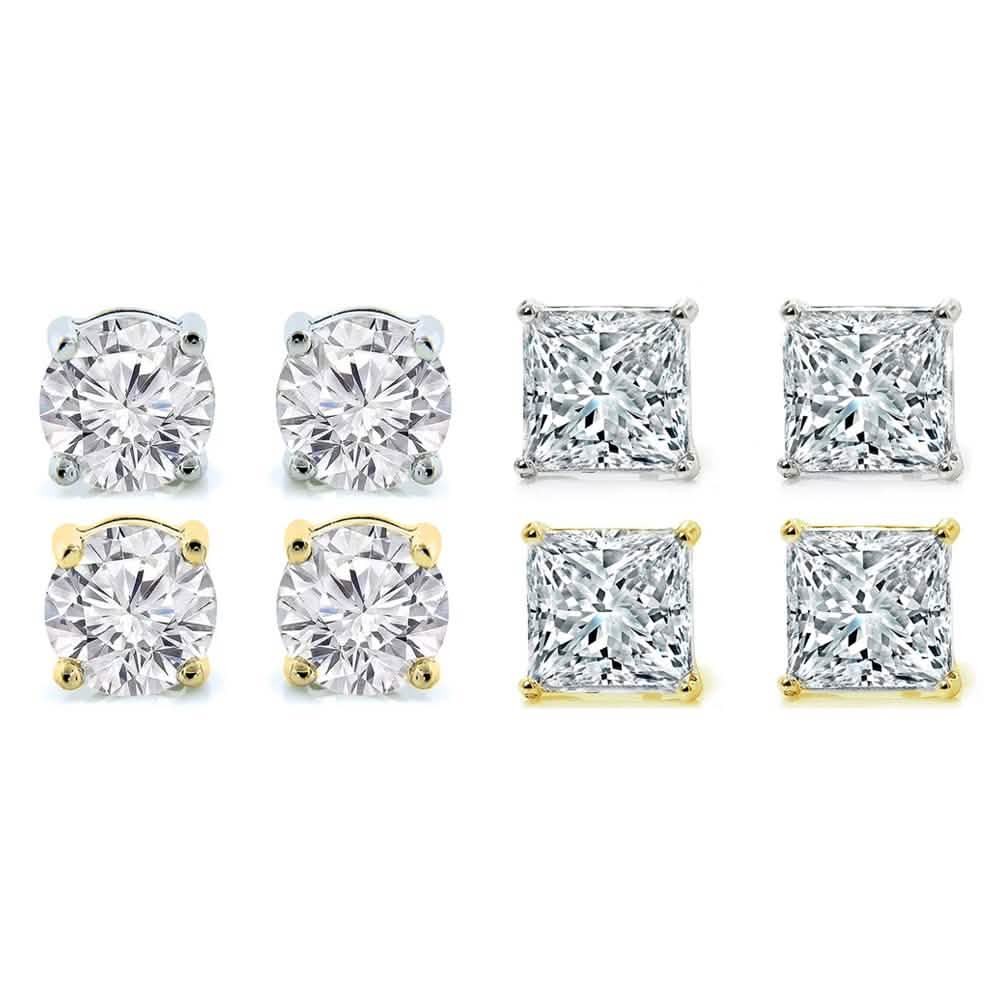 4-Pack: Crystal Stud Earrings Set