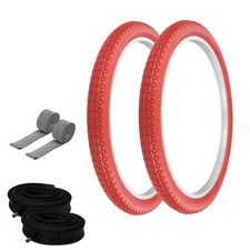 PRO TIRES 24 x 2.125 RED P-123A W/ HEAVYDUTY TUBES  RIM STRIPS