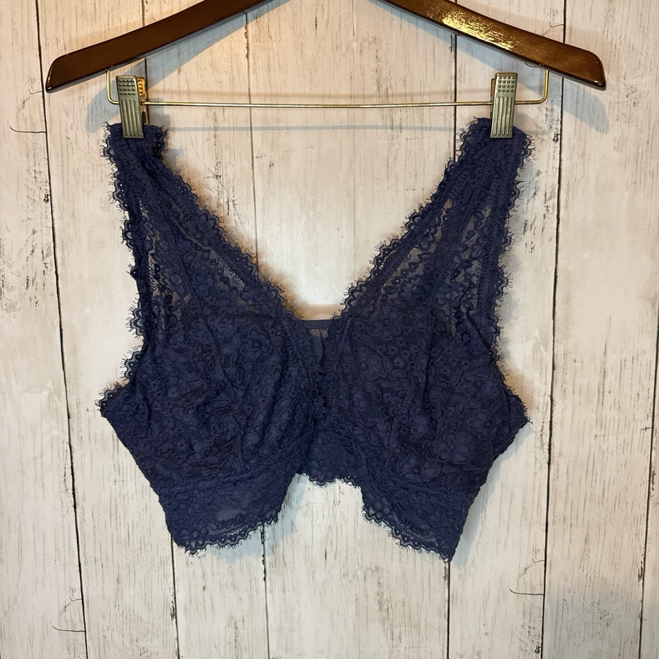 Bralette de encaje Aerie Real Good ligeramente forrado, talla XL, azul marino Foto 2 de 4