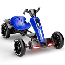 12V Electric Go Kart for Kids with Adjustable Seat Kids Pedal Go Kart, Blue