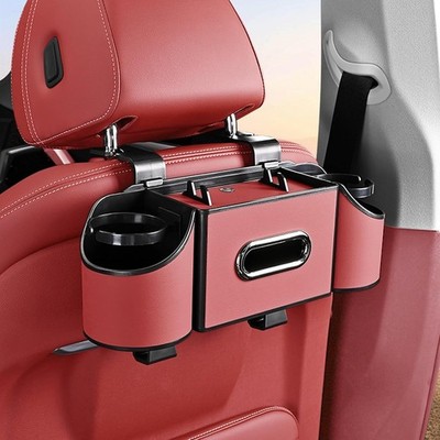 Back Seat Car Organizer, 4-in-1 Multifunctional Storage Box Cup HolderColor: Red