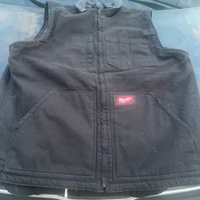 Milwaukee Men's Black Sherpa-Lined Work Vest Heavy Duty Canvas Size XL