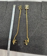 Fendi Long Earrings Pre-owned Stud Drop Gold Plated  No Box
