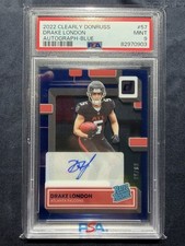 Drake London Auto Blue /99 PSA 9 2022 Panini Clearly Donruss Falcons Rookie RC