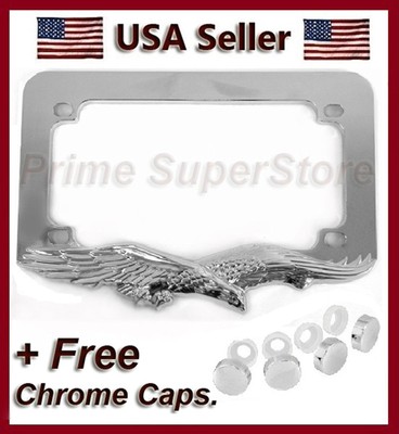 EAGLE HAWK MOTORCYCLE CHROME LICENSE PLATE FRAME HARLEY DAVIDSON HONDA /& YAMAHA