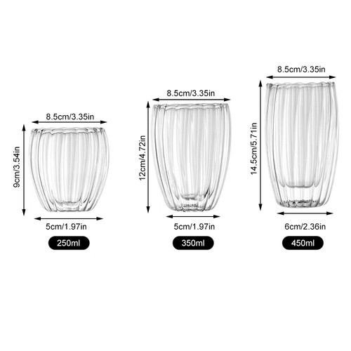 Double Wall Insulated Glasses Thermal Coffee Glass Mug Tea Cup 250/350/450ML - Picture 5 of 19