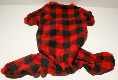 Dog Pajamas Jumpsuit Clothes Fleece Buffalo Plaid Back Length