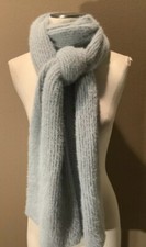 18  x80  Gray/Blue Super Soft Ribbed Knit Wrap Scarf