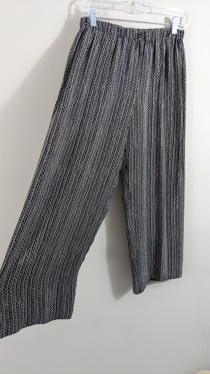 100% Silk Wide Leg Pants Size 12 - zig zag striped - Vintage 100% Silk Wide Leg Pants Size 12 - zig zag striped - Vintage