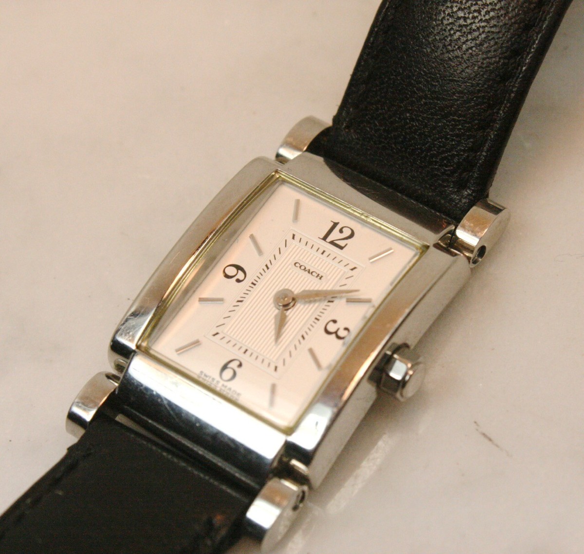 COACH Rectangle Case Woman's Watch 4 Jewels W014 SWISS | eBay