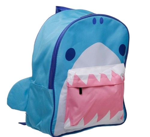 Kids School Cartoon Shark Cafe Jaws with teeth Polyester Rucksack Backpack - Picture 2 of 6