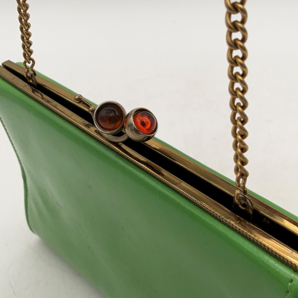 Naturalizer Womens Green Link Chain Strap Inner Pocket Clutch Handbag