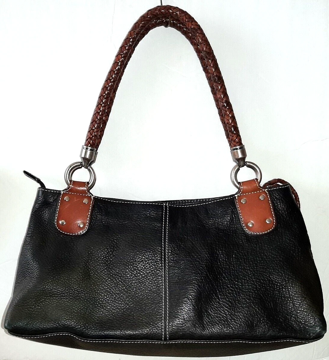 Braided leather shoulder bag