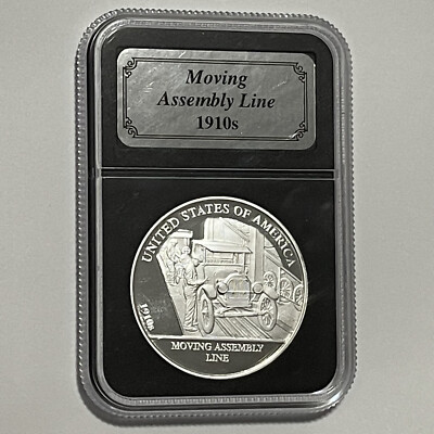 Moving Assembly Line 1910's Proof Coin 1 Troy Oz .999 Fine Silver