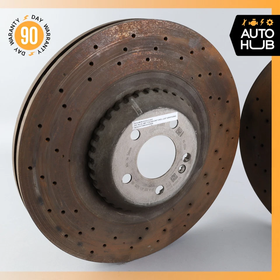 Juego de 2 rotores de freno delanteros izquierdo y derecho 15-17 Mercedes W222 S600 OEM Foto 3 de 4