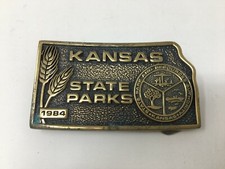 BELT BUCKLE Brass Kansas State Parks 1984 0457/1000 Limited Edition