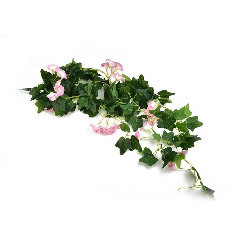 Hanging Wall Artificial Fake Silk Violet Orchid Flowers Rattan Plant
