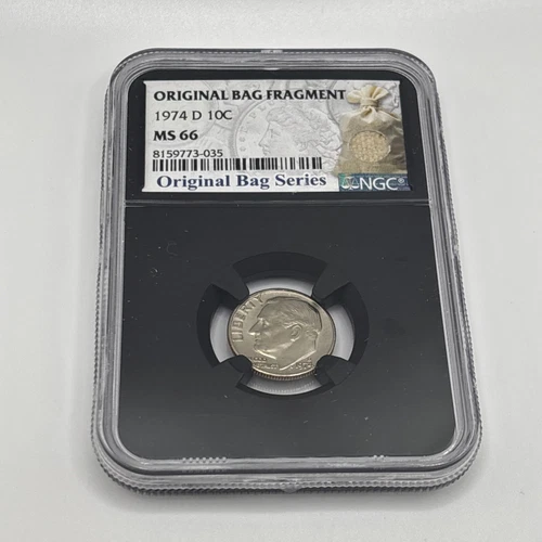 1974 D 10C NGC Roosevelt Dime Original  Bag Fragment MS66