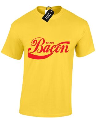 ENJOY BACON HERREN T-SHIRT COKE PARODIE DRUCK SCHWEIN INSPIRIERT HIPSTER GESCHENK NEU HERREN