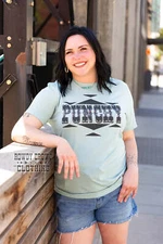 New! Adult size Gray Rowdy Crowd Clothing 'PUNCHY' WESTERN T-SHIRT in 5 SIZES!