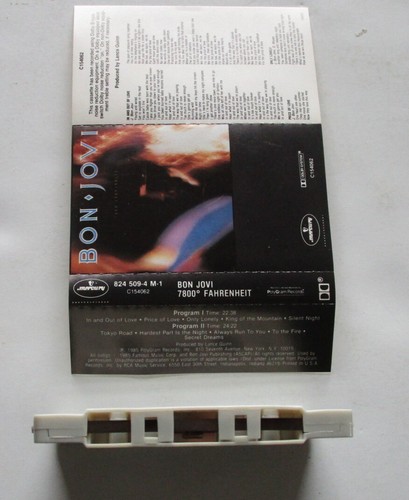 Bon Jovi 7800° Fahrenheit Cassette Tape & Insert Mercury 824 509-4 M-1 1985 - Imagen 7 de 7