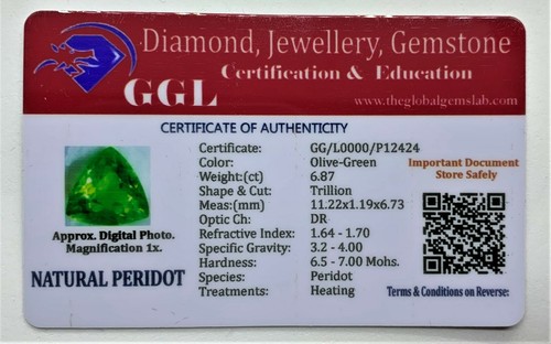 6,87 ct zertifizierter olivgrüner Peridot Ring in 18k Weißgold plattiert Sterling - Bild 2 von 9