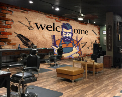 3D Willkommen H648 Barber Shop Tapete Wandbild Selbstklebend Abnehmbare Honey