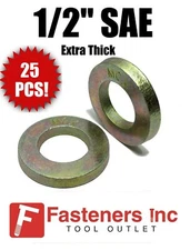 (Qty 25) 1/2" Extra Thick Flat Washers SAE Grade 8 Hardened Washer MCX Mil-Carb