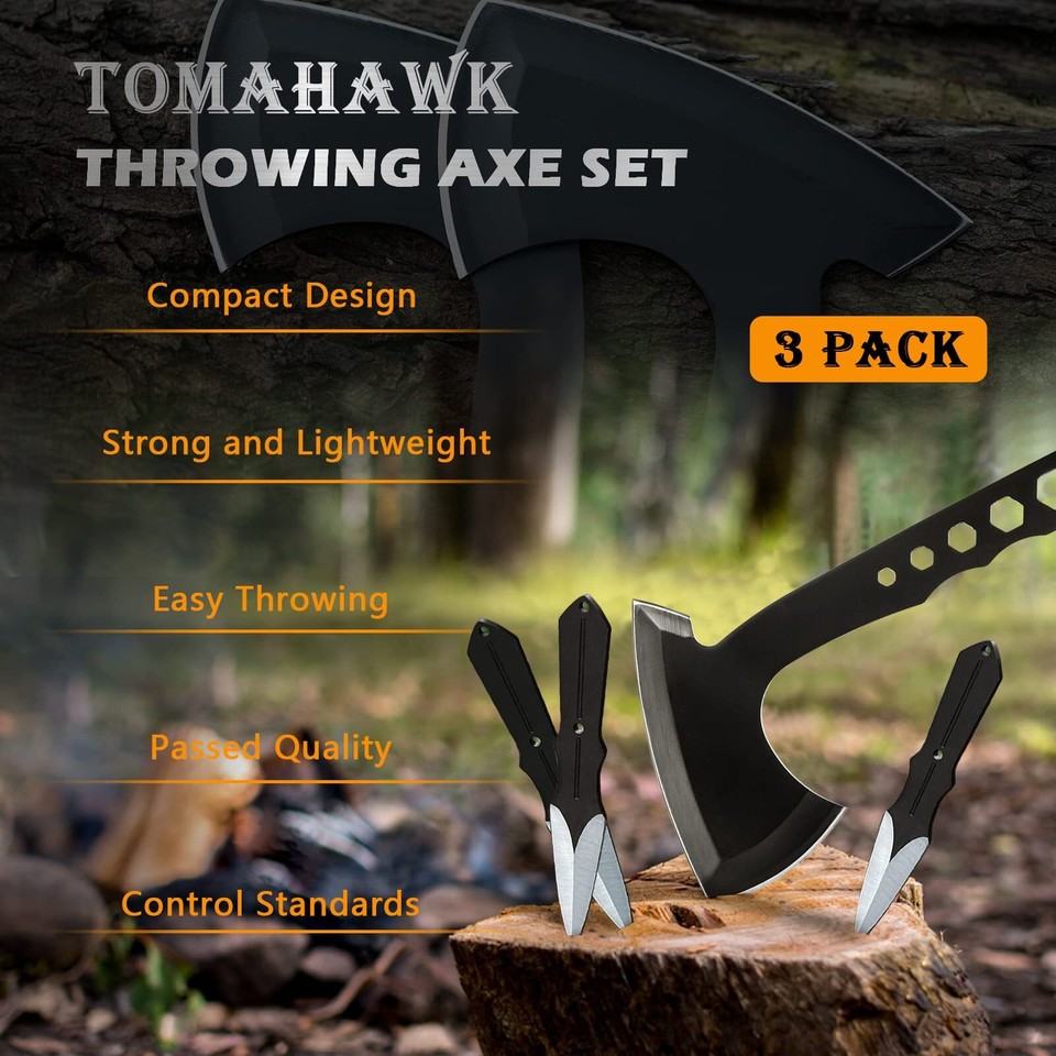 BANORES Hawkeye Throwing Axes and Tomahawks Set with 10 inch Full Tang