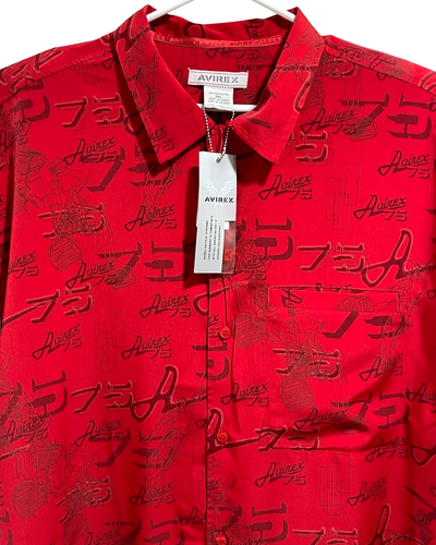 VINTAGE AVIREX 75 SHIRT 3XL RED ABSTRACT ALL OVER PRINT BASKETBALL 90's NWT - Picture 3 of 10