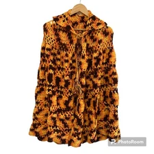 Handmade Multicolor Crochet Poncho Shawl Hippie Boho Cape One Size