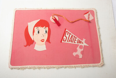 VTG University Dorm Room Note Board (N4R) College Felt Mid Century School Prop 