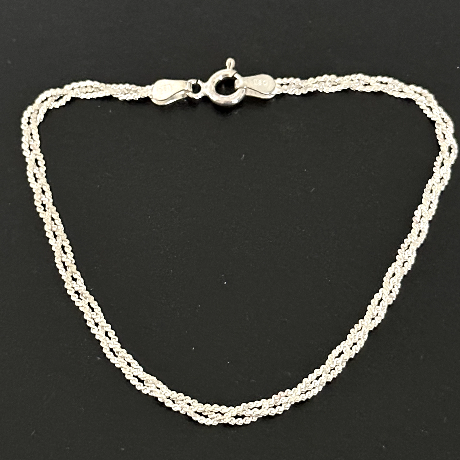 925 Italian Sterling Silver Shiny Braided Woven Thin Chain Link Bracelet 7