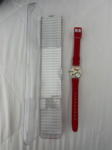 Swatch Red Silicon Watch model LK187C