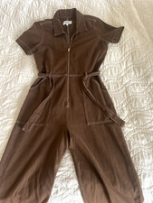 REFORMATION BROWN CASSIDY DENIM JUMPSUIT SIZE 10