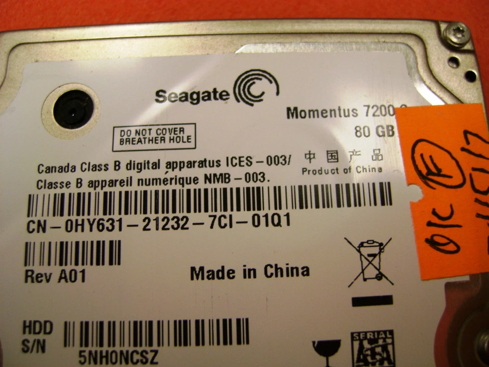 Dell Seagate 80GB ST980813AS 0HY631 HY631 2.5" 7200 RPM SATA Hard Drive - Image 4 of 4