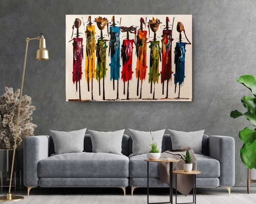 Abstract African Wall Art Masai Canvas Print Colorful Images Wall Art Decor - Picture 3 of 7