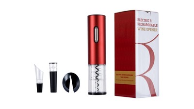 Electric Automatic Wine Bottle Opener Foil Cutter Rechargeable Corkscrew Red