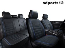 Per Fiat Lancia Coprisedili Nero Similpelle Bordo Blu di Lusso 5 Posti Full Set