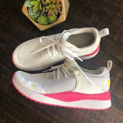 PUMA Pacer Next Cage White Pink Mesh Athletic Sneakers Size 7.5