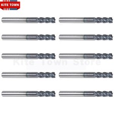 10Pcs 4 Flute 1/4" x 3/4" x 2-1/2" Solid Carbide End Mills AlTiN COATED CNC Bit