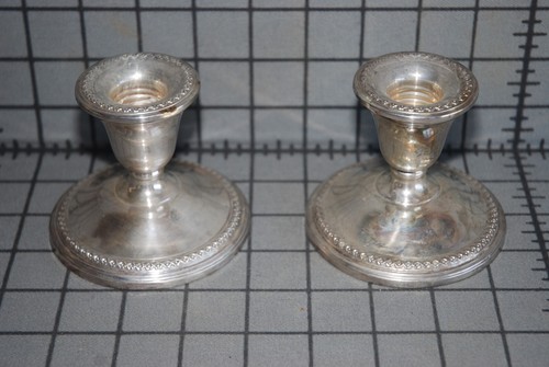 Vintage Pr Rogers 201-15 Weighted Sterling Candlesticks Candle Holders 474 Gms