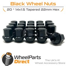 Wheel Nuts (20) 14x1.5 Black for Dodge Durango 5.7 V8 11-22 on Original Wheels